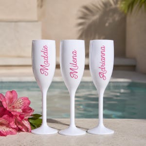 Vacation Inspired Bachelorette Custom Champagne Flutes, Bridal Gifts, Island Cups