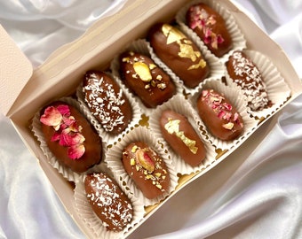 Chocolate covered Medjool gourmet dates with or without stuffing