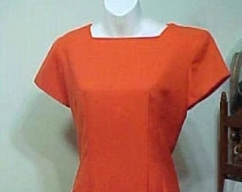 1960 Orange Day Dress Designer Patty O&#39;Neill New York Vintage Dress MCM Dress Small Medium  Criss Cross Back