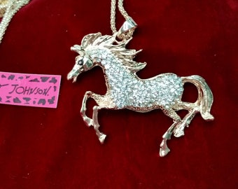 Horse Necklace, Iconic Designer Betsey Johnson Signed Necklace, New Old Stock Vintage Designer Necklace, Great for Giving