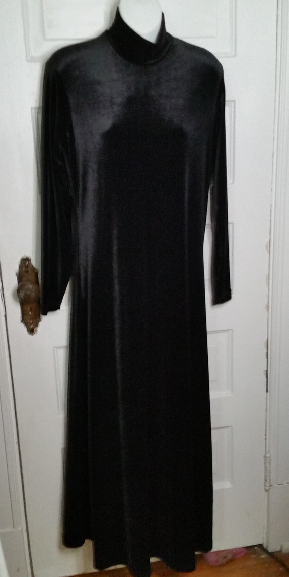 Vintage Black Velvet Maxi Dress Lauren Ralph Laur… - image 1