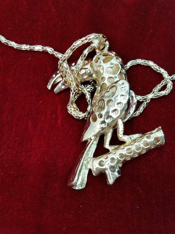 Exotic Bird Diamante Pendant Necklace, Iconic Des… - image 2