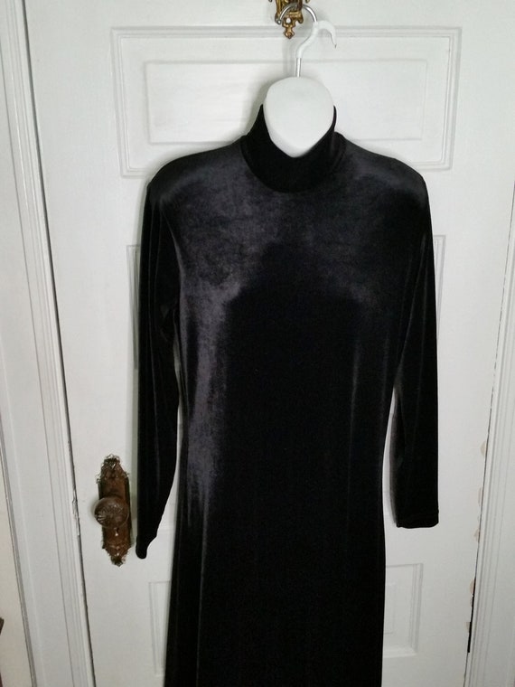 Vintage Black Velvet Maxi Dress Lauren Ralph Laur… - image 2