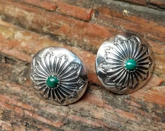 Vintage Navajo Sterling Concho Earrings Hallmarked. Lyle Secatero  c1980