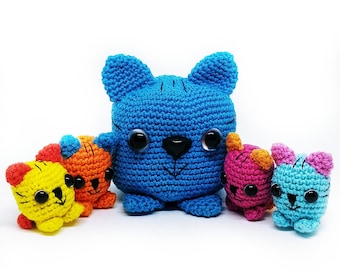 Amigurumi Pattern Crochet Cat Family, How To Crochet Mommy Cat Pattern, Gift For Cat Lovers