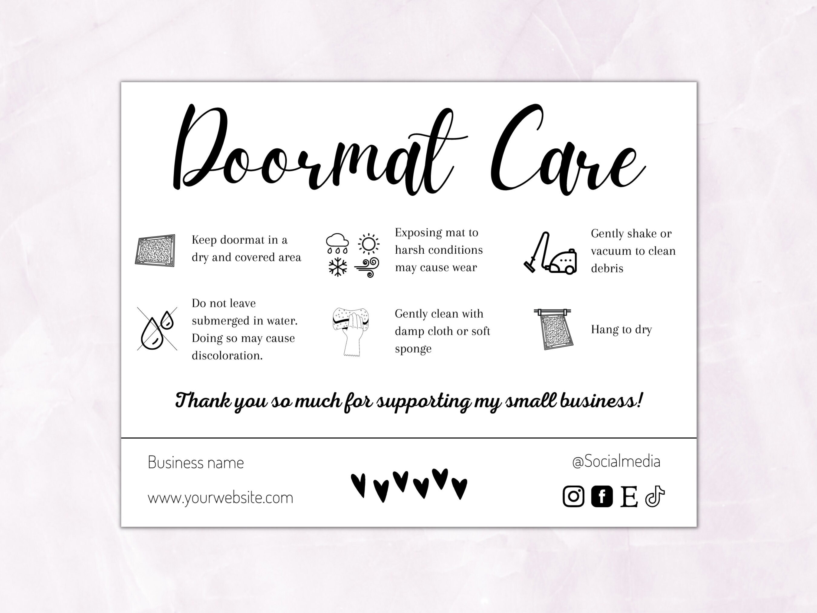 Doormat Flash Card.pdf Doormat Care Card Doormat Care Cards Editable Floor Mat Welcome Mat ...