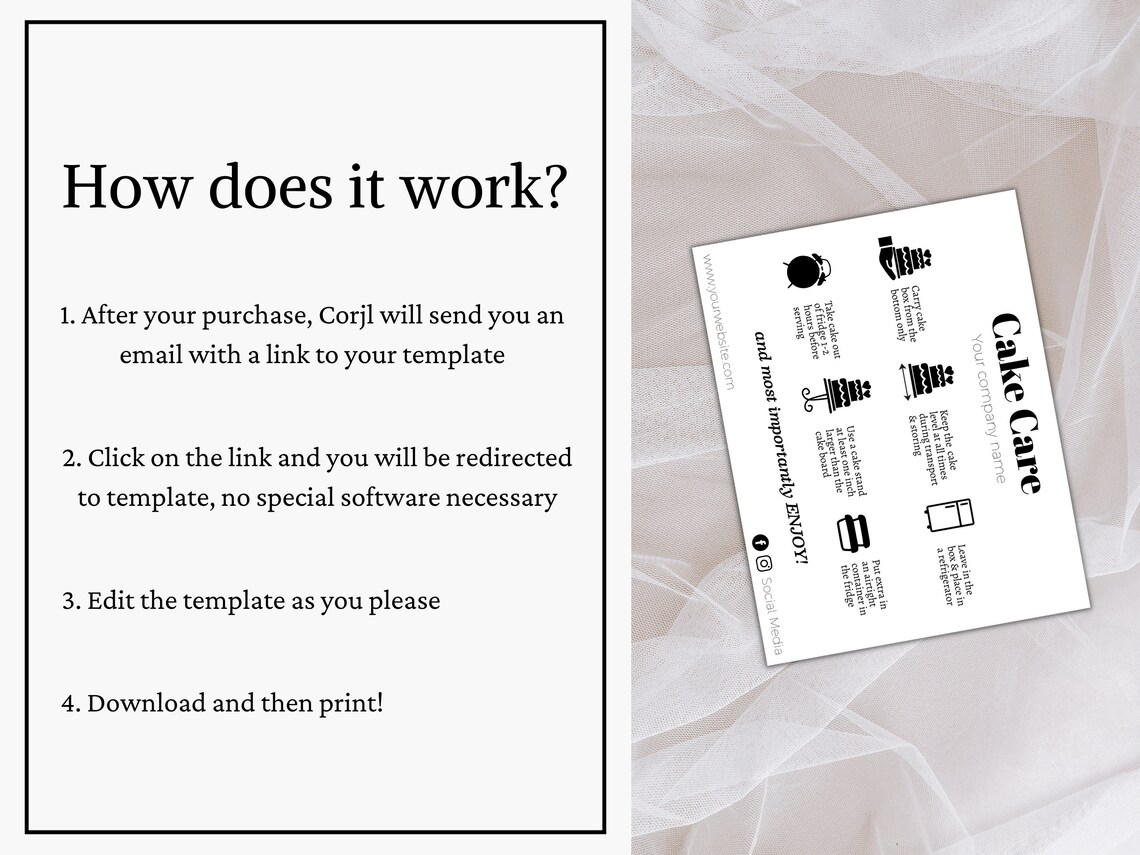 Cake Care Card Instructions Template Printable Cake Guide Etsy Cake Care Card Instructions Template Printable Cake Guide Etsy