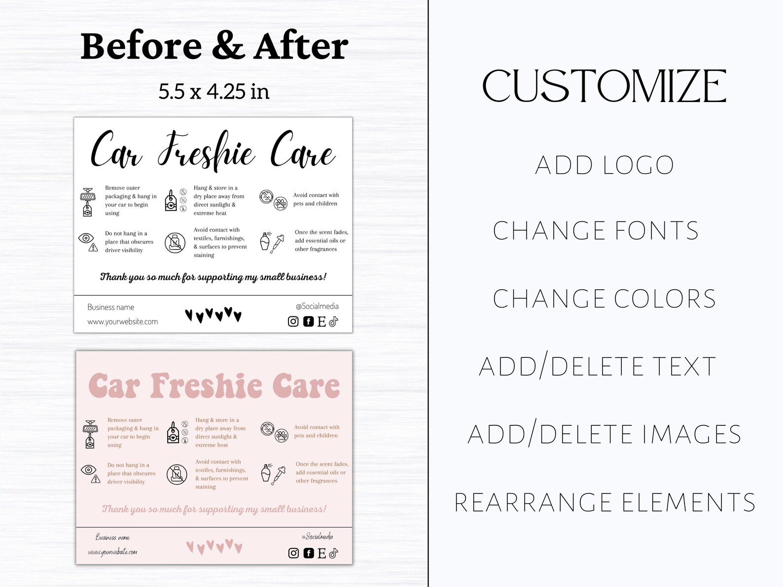 Car Freshie Care Card Template Warning Labels for Car Etsy