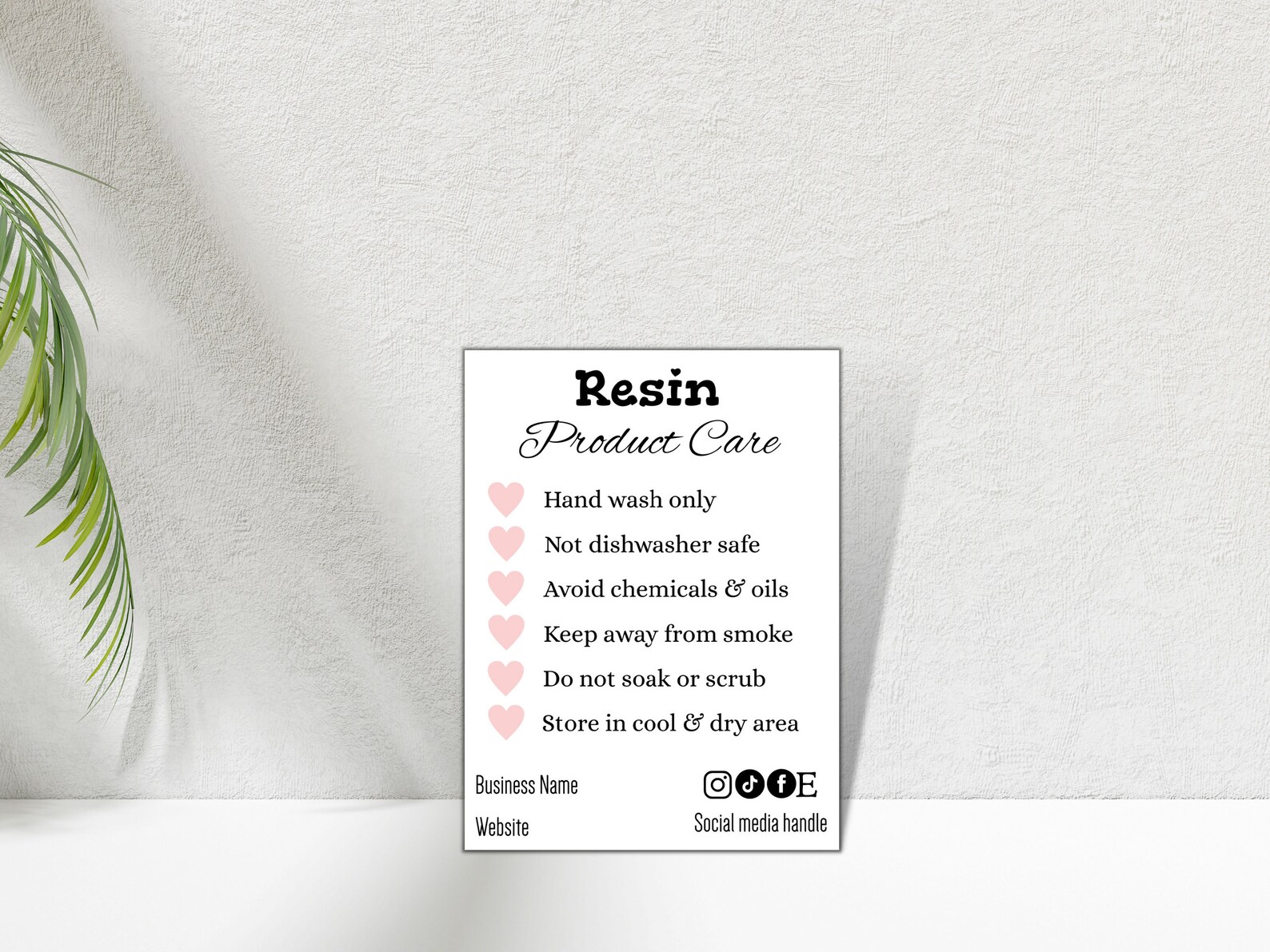Resin Care Card Instructions Template Editable Epoxy Care Card Resin