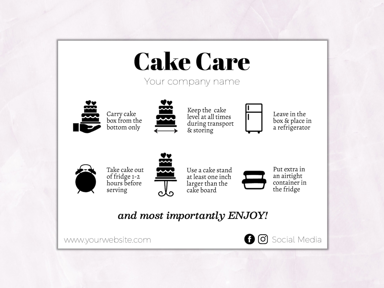 cake-care-card-instructions-template-printable-cake-guide-etsy-canada