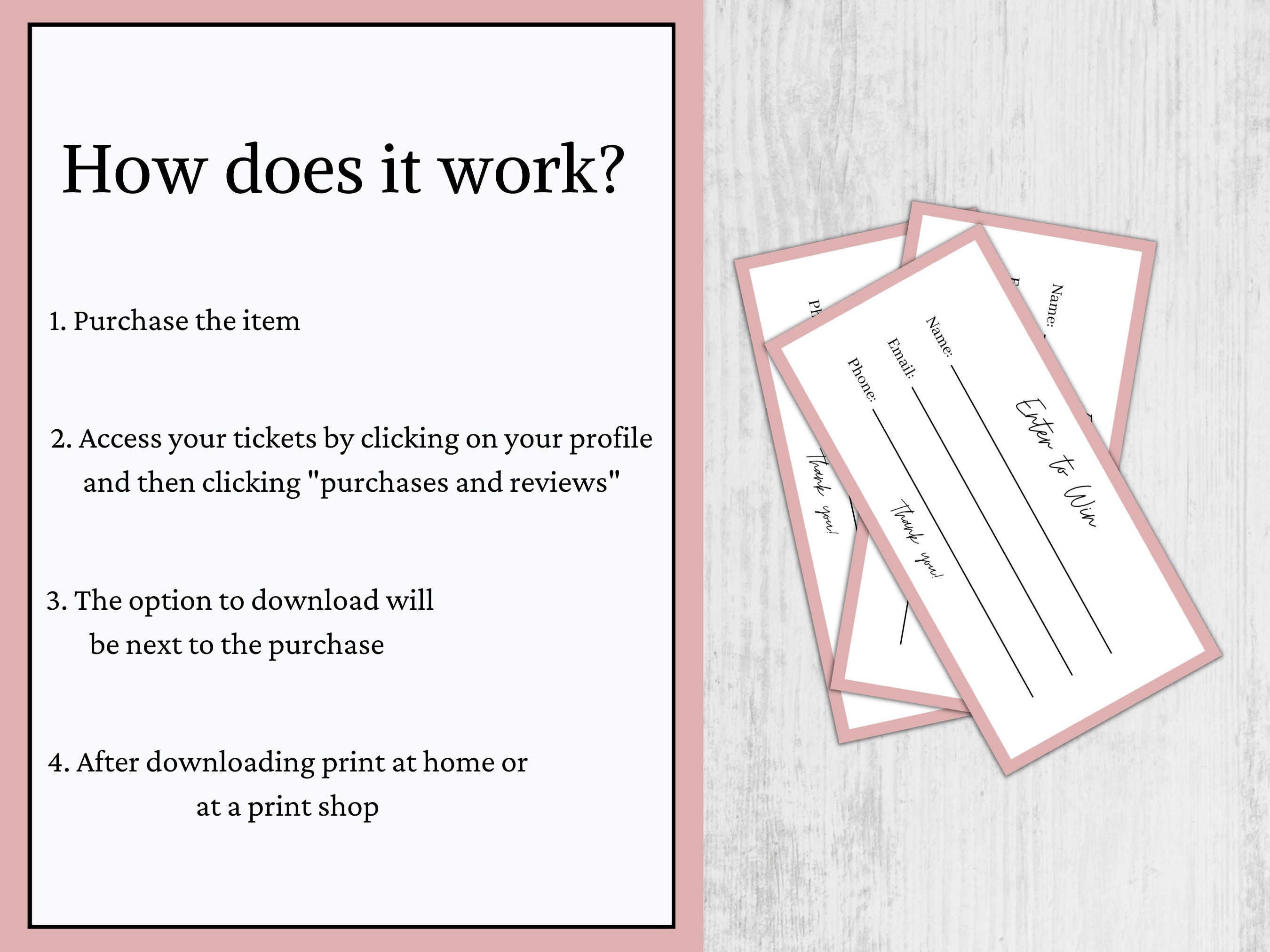 Raffle Card, Printable Raffle Tickets, Fundraiser, Raffle Download ...