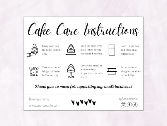 Cake Care Cards Cake Care Instructions - Il 570xN.4119199068 E3bt 