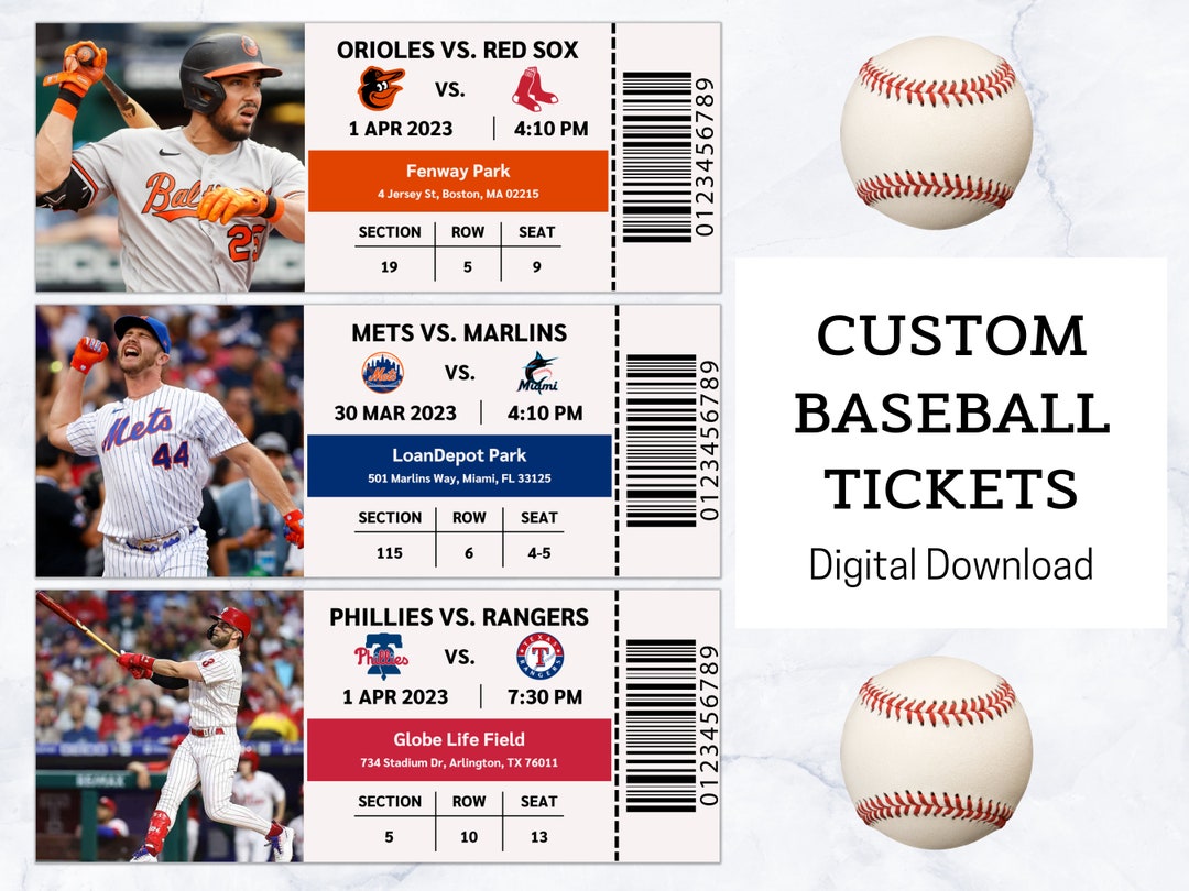 Custom Baseball Tickets MLB Tickets Baseball Game Tickets Etsy