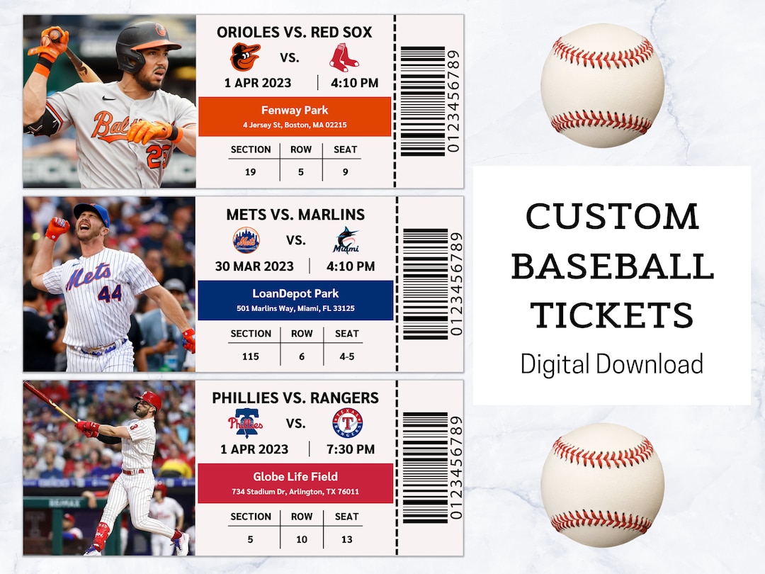 Custom Baseball Tickets MLB Tickets Baseball Game Tickets Etsy