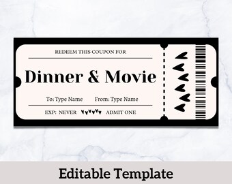 Editable Movie Gift Certificate - Etsy