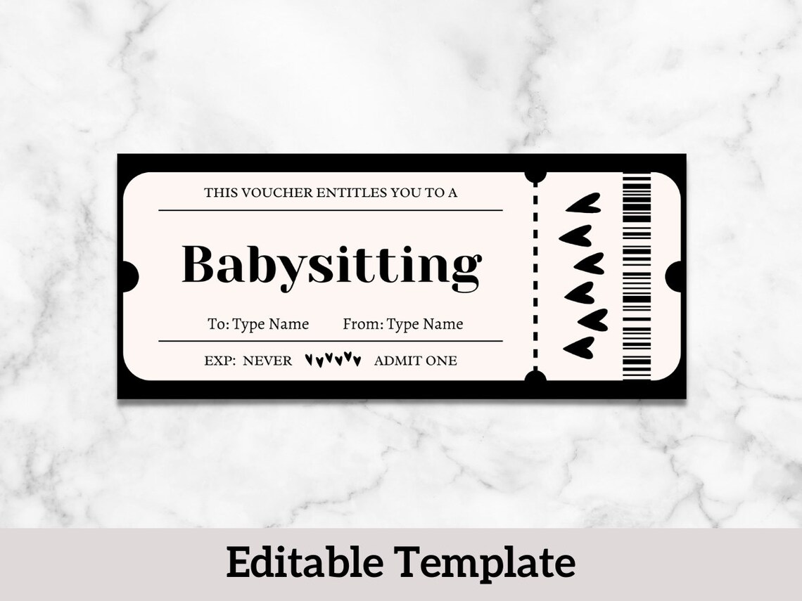 Babysitting Gift Coupon Babysitter Coupon Editable And Printable babysitting-gift-coupon-babysitter-coupon-editable-and-printable
