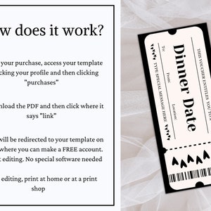 Dinner Date Coupon, Personalized Gift Certificate, Dinner Voucher ...