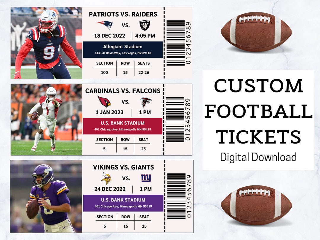 Custom Football Tickets NFL Tickets College Football Game Etsy