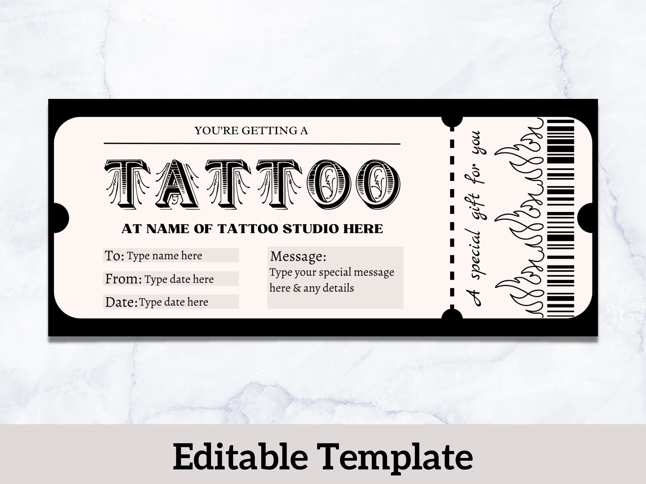 Vale Por Un Tatuaje Pdf Tattoo Voucher Tattoo Coupon Tattoo Gift Certificate Card - Etsy Canada