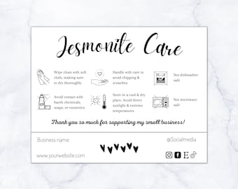 Jesmonite Care Card Instructions Template - Terrazzo Tray and Coaster Printable Guide