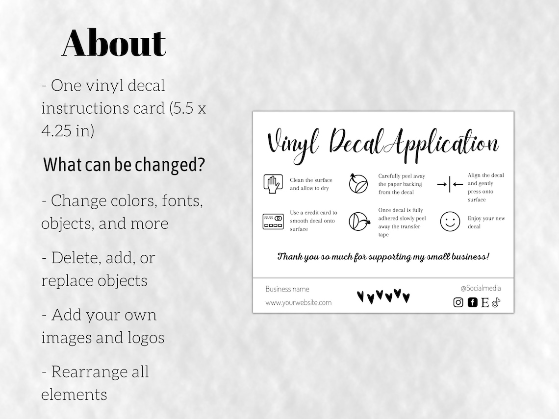 Apply Vinyl Decal Instructions, Instructions for Car Decal, Decal Instructions Card Printable