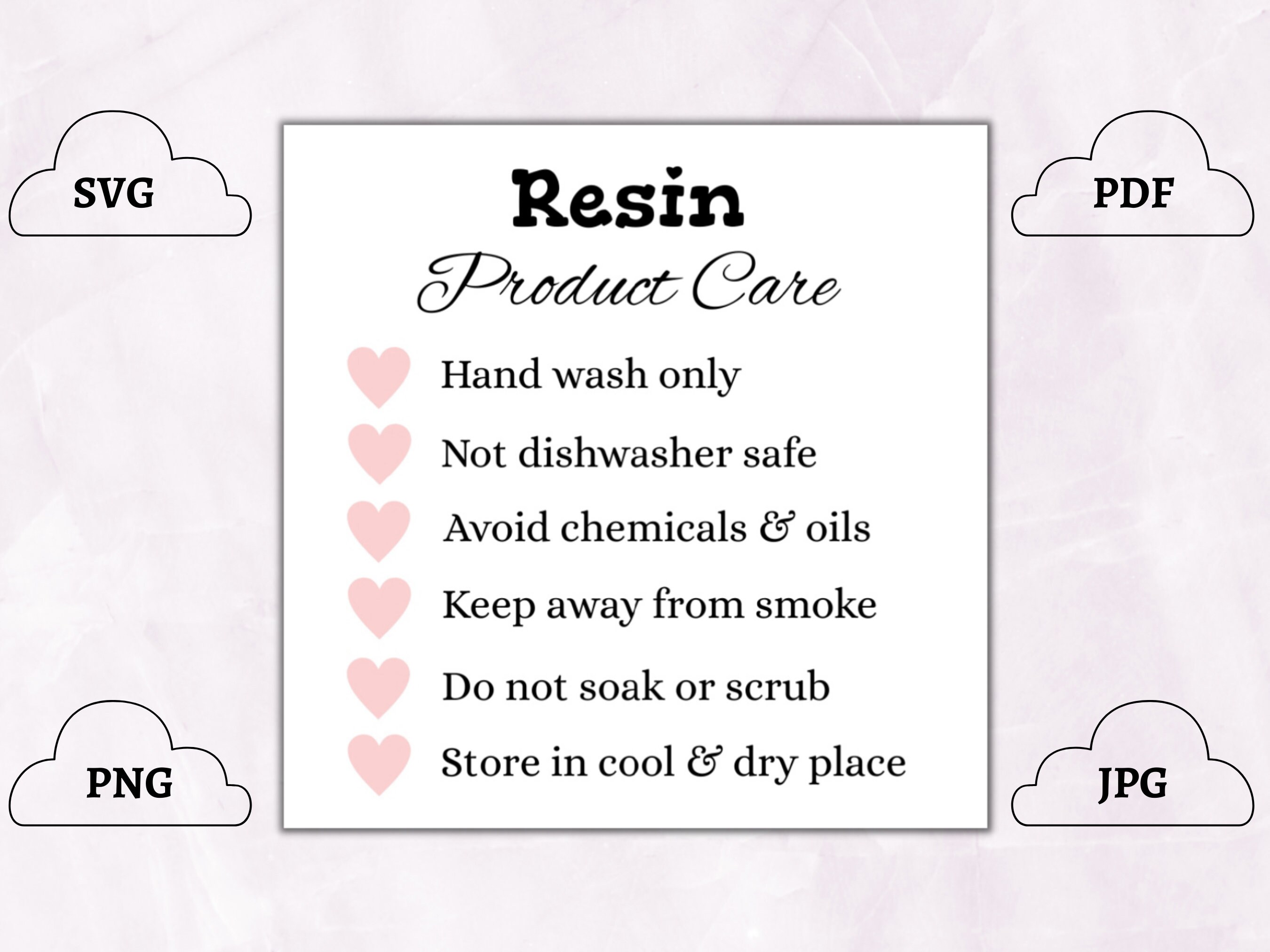 Resin Care Card Instructions, Ready to Print, Epoxy Care Card