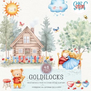Goldilocks and the Three Bears Sublimation Clipart Illustrations Graphics