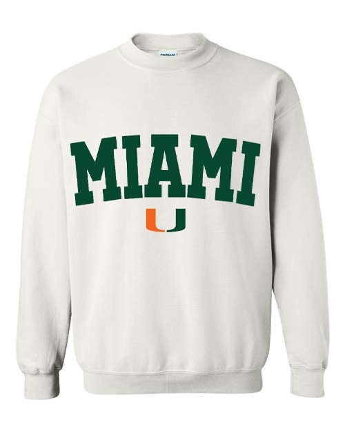Vintage Miami Hurricanes Football 1980s NCAA T-Shirt - UM Crewneck Sweater  - Bluefink