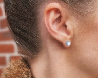 Boucles d'oreilles clous perle d'eau douce blanche - argent 925 - convient aux pendentifs | 1 paire