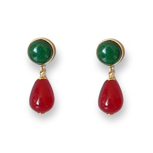 Earrings - Jade 925 silver gold-plated | Duet &quot;Philippa&quot; | 1 pair