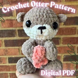 Simpatico schema all&#39;uncinetto per una lontra in amigurumi – Schema all&#39;uncinetto facile per una lontra marina, una lontra baby e una lontra di peluche