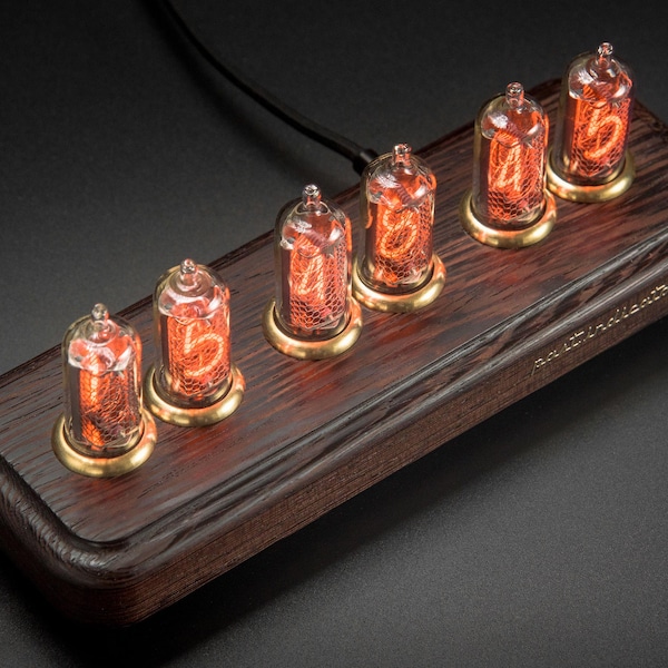 CUSTOM Nixie Clock IN-14 "Vostok-3 wenge BRASS" christmas gift boss, birthday gift ideas, unique gift for men, alarm clock, wood clock