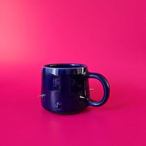 Handmade Deep Blue Spiked Goth Ceramic Mug (17 fl oz) – One of a Kind