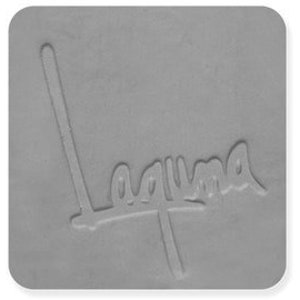 May include: A gray leather patch with the word "Laguna" embossed in a script font.