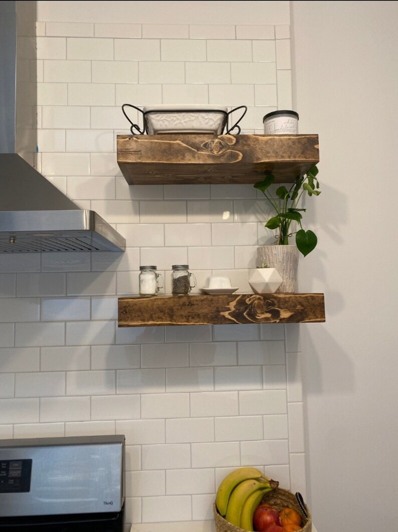 Kitchen Floating Shelf Floating Shelf Wall Shelves Chunky Etsy