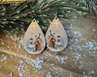 Nativity Earrings: Lightweight Aluminum, Double Sided