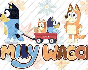 Custom Bluey Family Wagon License Plate, 12x6 inch, car tag