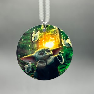 Grogu butterflies, rear view mirror charm, car accessory