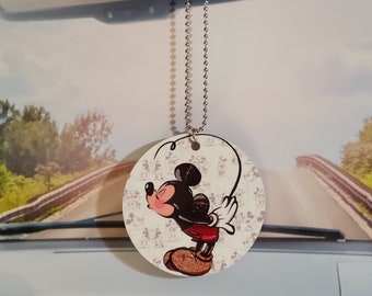 Mickey and Minnie rear view mirror charm, car accessory