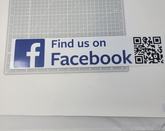 4 unidades de calcomanías para parachoques con código QR "Encuéntranos en Facebook" Calcomanías de Facebook para redes sociales con código QR. Adhesivo de vinilo impermeable laminado.