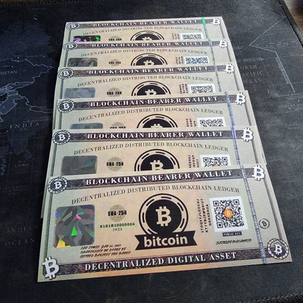 Bitcoin BTC Paper Wallet w/ nfc | Bitcoin BTC Bearer Wallet | Waterproof, Rip Proof, NFC tag