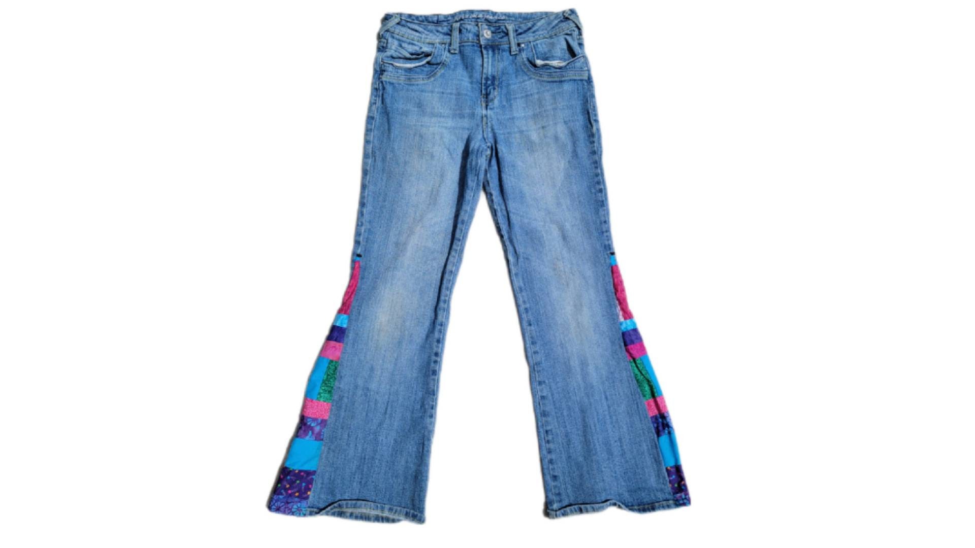 Girls Patchwork Jeans Patch Panel Jeans 