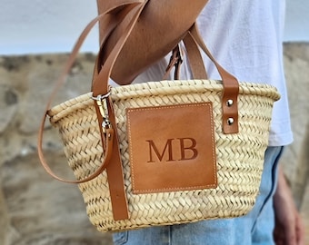 Panier de plage en paille, sac de plage personnalisé, sac du marché français, sac en paille tissée, panier marocain, panier Boho, panier naturel français.