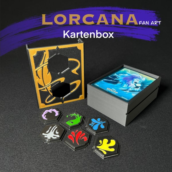 Kartenbox für Lorcana - mit Tinten zum Individualisieren des Deckels