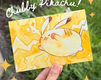 Cartolina di Pikachu paffuto/Stampa artistica di Pokémon