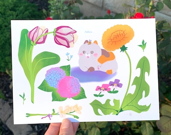 Stampa di gatto Plant Haven / Cartolina / Stampe di diario
