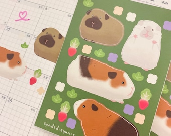 Meerschweinchen Sticker Bogen | Journaling Aufkleber | Vinyl-Aufkleber