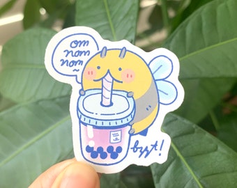 Adesivo in vinile Boba Bee / Bubble Tea Bee / adesivi impermeabili