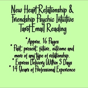 EXPRESS New Heart Relationship & Friendship Psychic Intuitive Tarot Email Reading (Reading for All Relationships) [Approx. 16 Pages]
