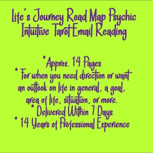 Life's Journey Road Map Psychic Intuitive Tarot Email Reading (What to Do Next, General Reading or for Goals, Situations) [Approx. 14 Pages]